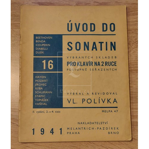 Antologie, Polívka - Úvod do sonatin: 16 vybraných skladeb pro klavír na 2 ruce postupně seřazených (1941)