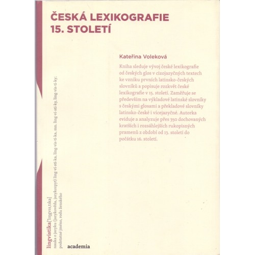 Voleková - Česká lexikografie 15. století (2015)