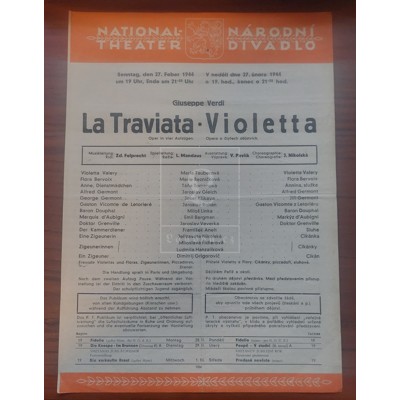 Verdi - Violetta (divadelní program Národního divadla 1944)