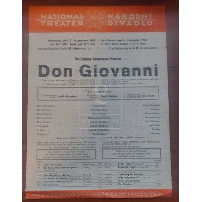 Mozart - Don Giovanni (divadelní program Národního divadla 1943)